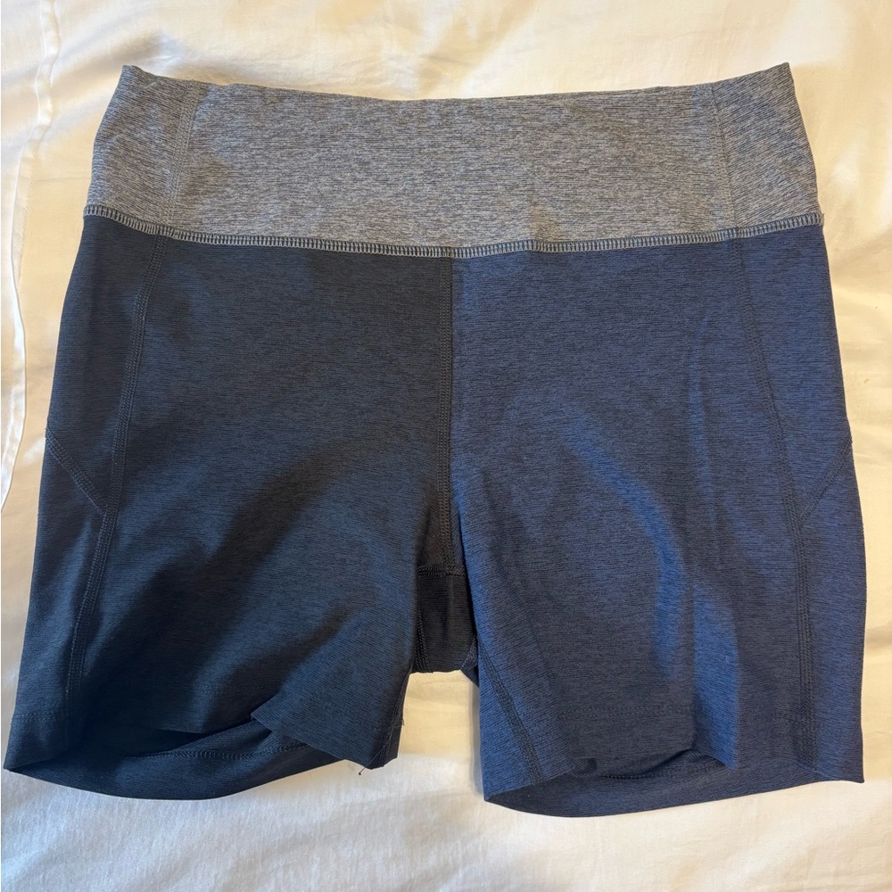 Outdoor Voices Heather Gray and Navy Shorts